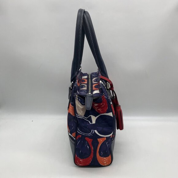 Coach Blue Canvas Legacy Heritage Candace Carryall Satchel Bag 19951 - Picture 4 of 11